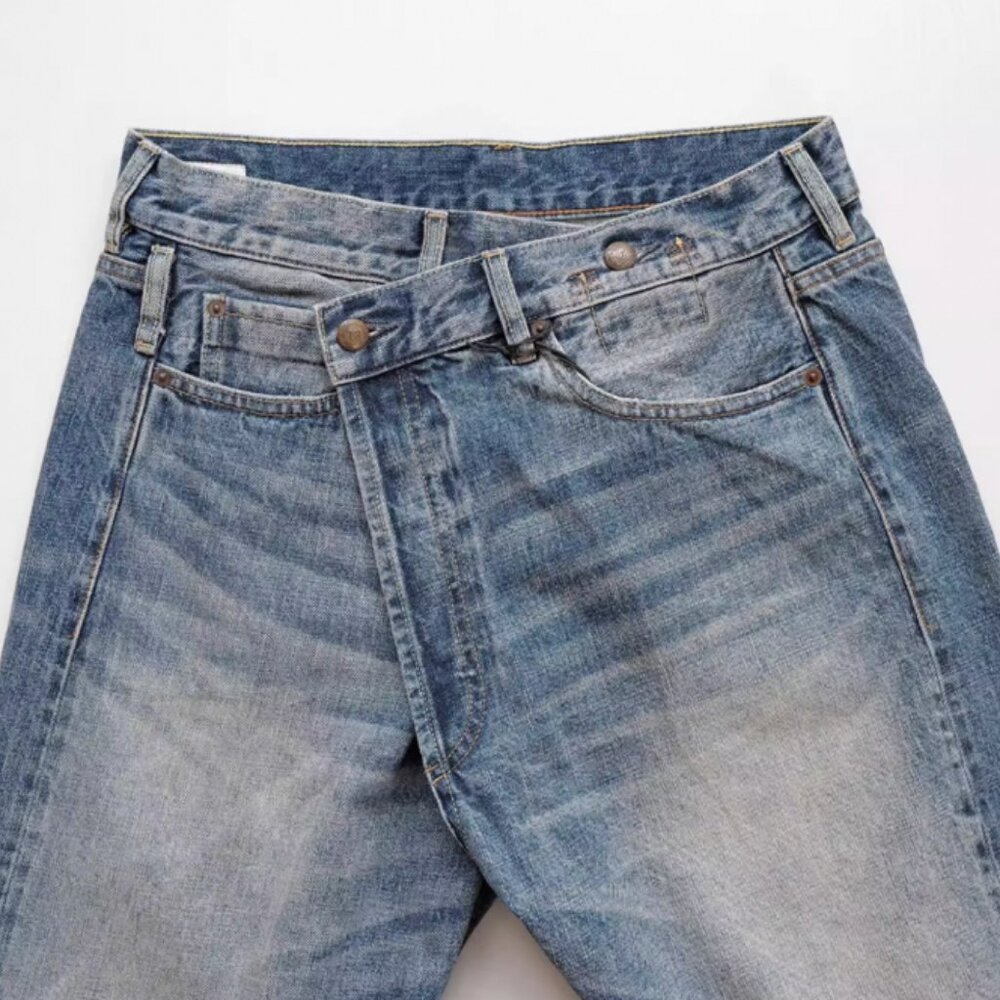 LIMITED NWT R13 Cuffed Crossover Straight Leg Jeans Estin Selvedge Blue - Picture 6 of 10